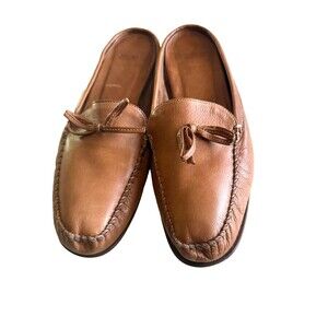 COACH Rayna Soft Brown Leather Bow Mocassin Mules ITALY Size 9.5 B
